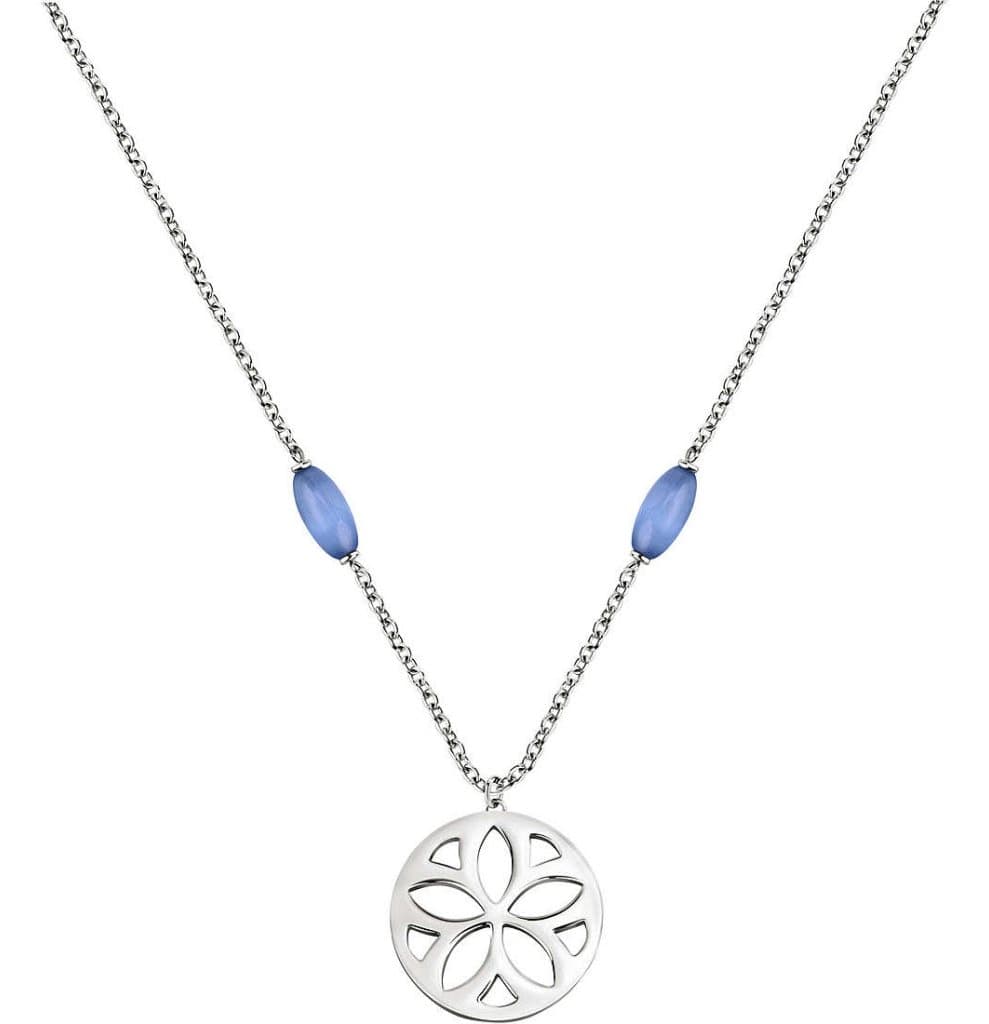 Collana Donna Morellato in argento con pietre azzurre e medaglione traforato
