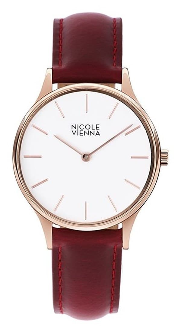 Orologio Donna Nicole Vienna Endless in oro rosa con quadrante bianco e cinturino bordeaux