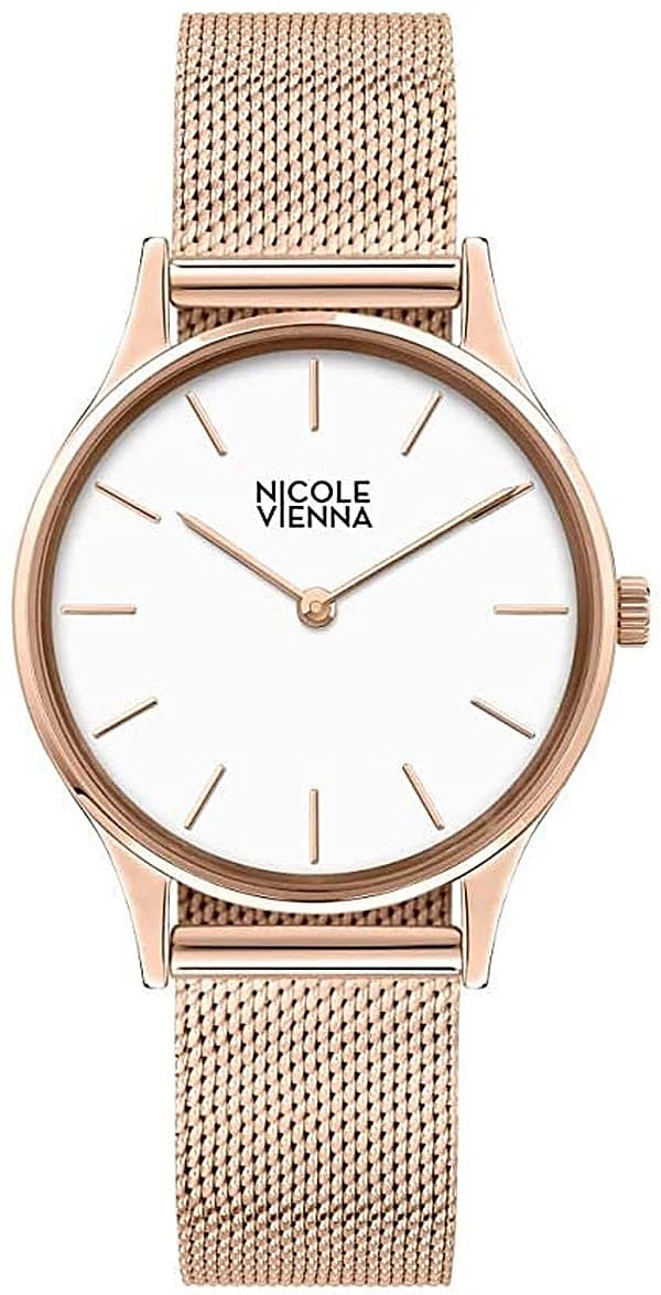 Orologio Donna Nicole Vienna in oro rosa con quadrante bianco e maglia milanese