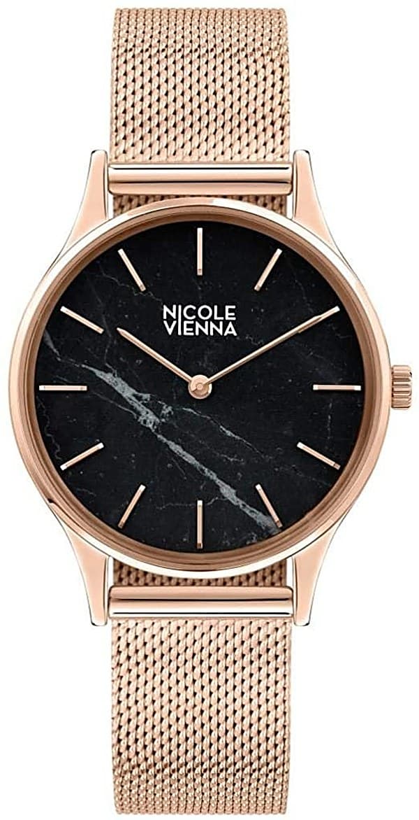 Orologio Donna Nicole Vienna in oro rosa con quadrante in marmo nero e maglia milanese