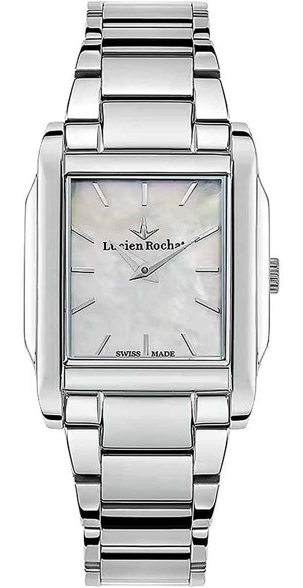 Orologio Lucien Rochat rettangolare in acciaio con quadrante in madreperla
