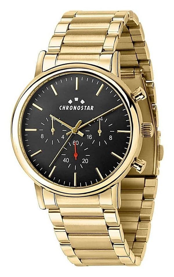Orologio Uomo Chronostar Polaris cronografo dorato con quadrante nero R3753276004