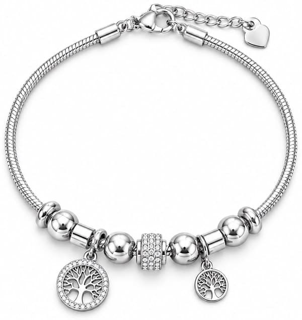 Bracciale Donna Ego con due charm albero della vita e pietre bianche