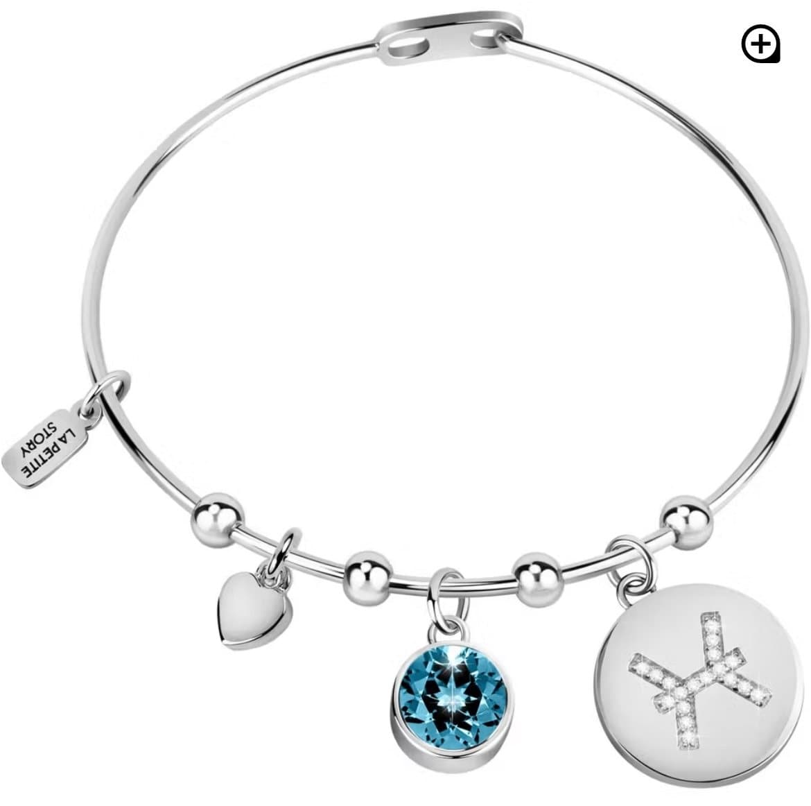 Bracciale Donna La Petite Story rigido con charm e cristallo blu