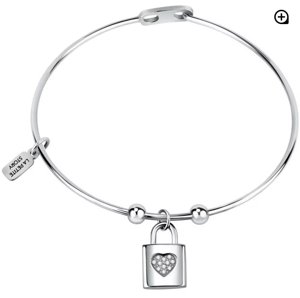 Bracciale Donna La Petite Story rigido in argento con lucchetto a cuore