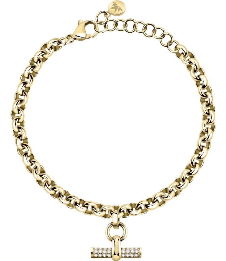 Bracciale Donna Morellato dorato a catena con barretta in pavé