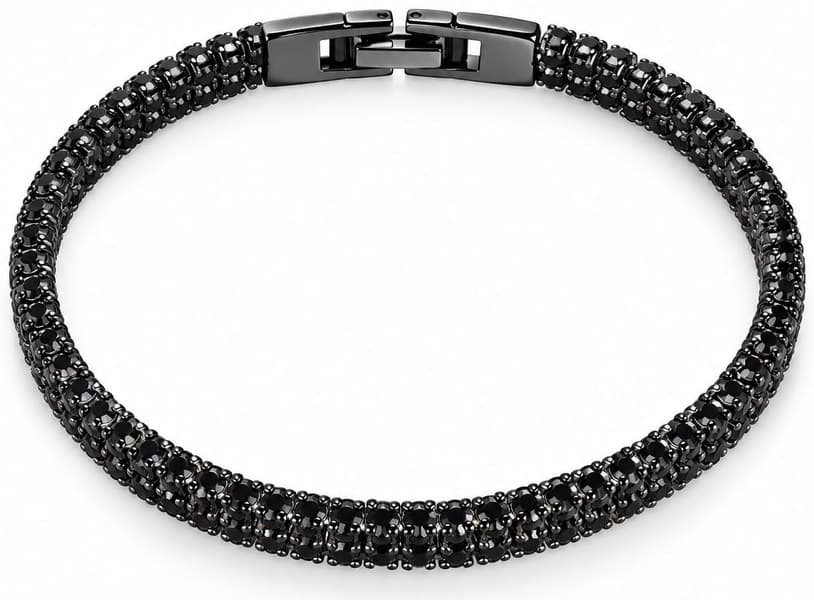 Bracciale Ego tennis nero a tre file di pietre nere