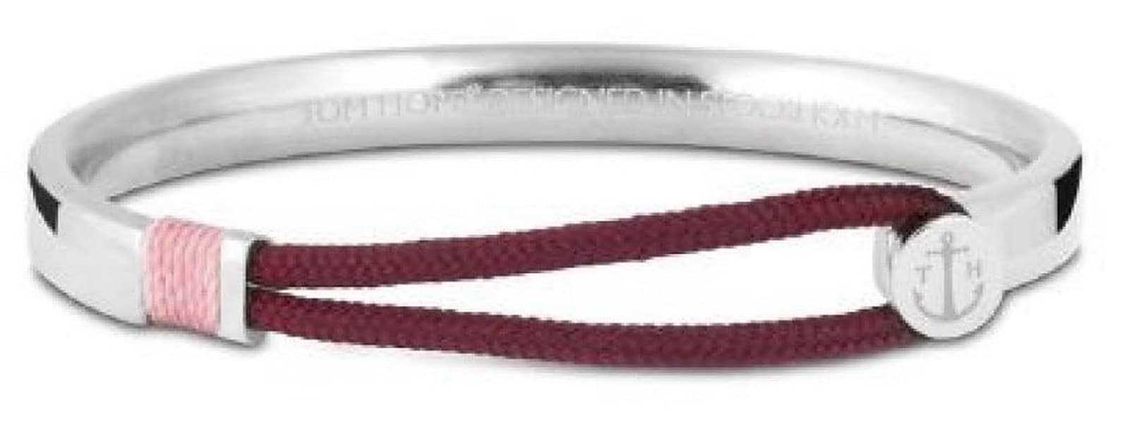 Bracciale Tom Hope Hybrid rigido in acciaio con inserto bordeaux TM0460