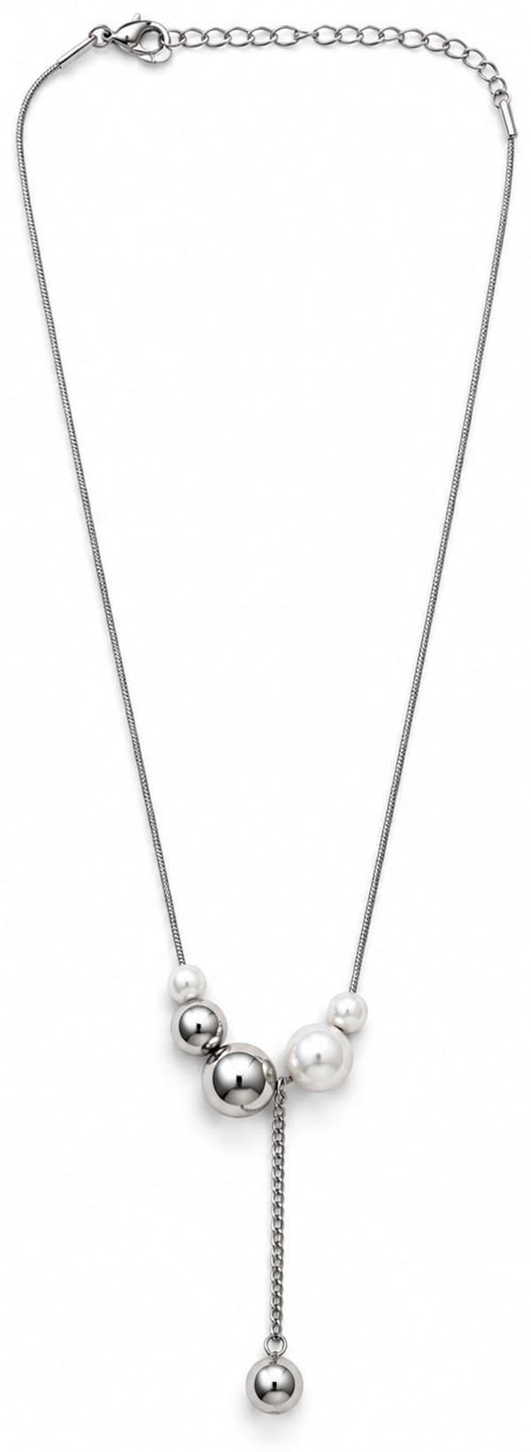 Collana Donna Ego a Y con perle bianche e sfere