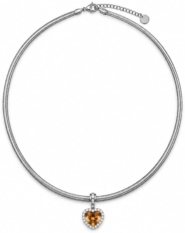Collana Donna Ego con cuore ambrato e contorno di pietre