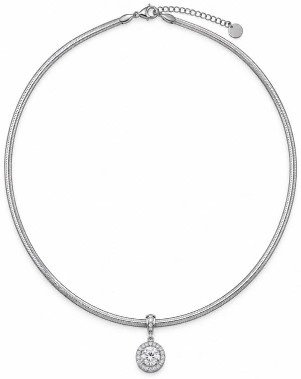 Collana Donna Ego punto luce bianco con contorno di pietre