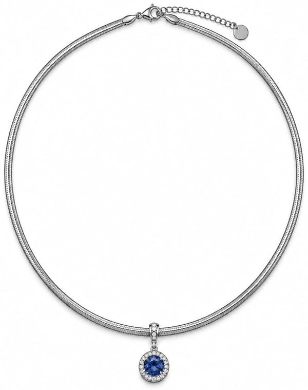 Collana Donna Ego punto luce blu con contorno di pietre
