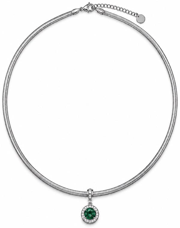 Collana Donna Ego punto luce verde con contorno di pietre