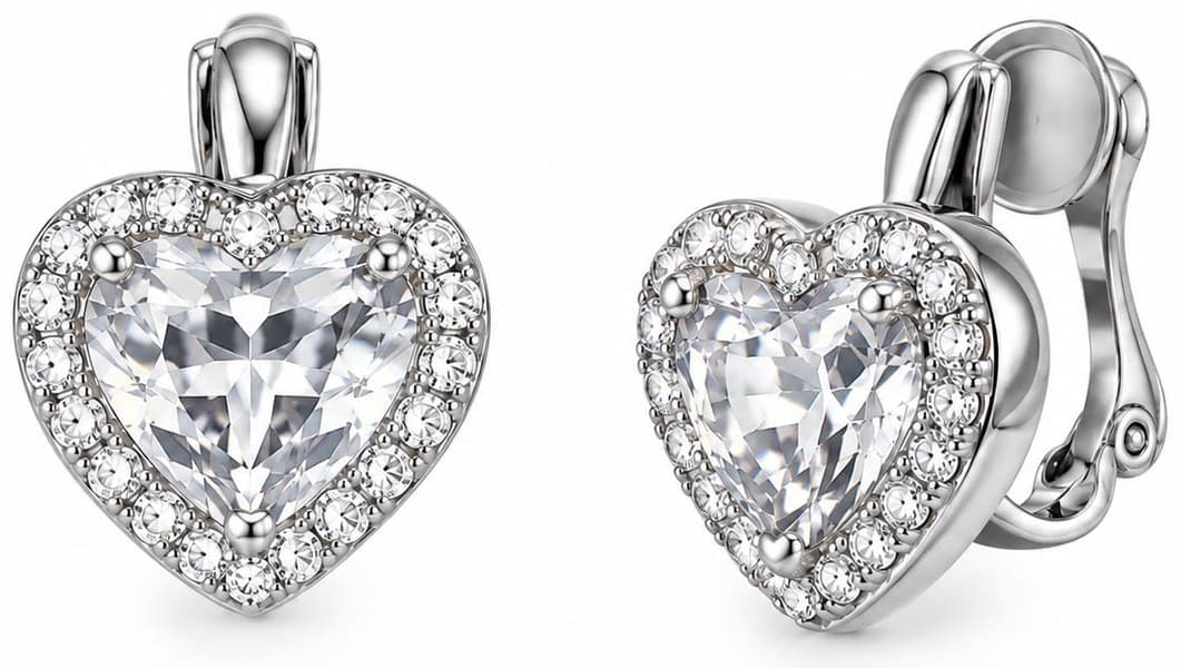 Orecchini Donna Ego a clip con cuore bianco
