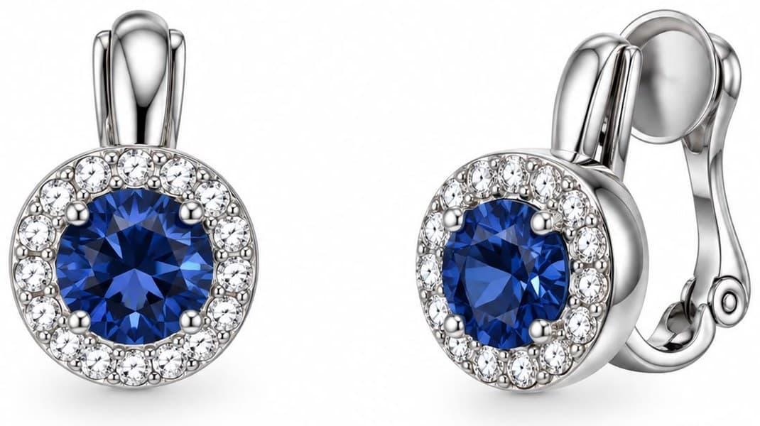 Orecchini Donna Ego a clip punto luce blu