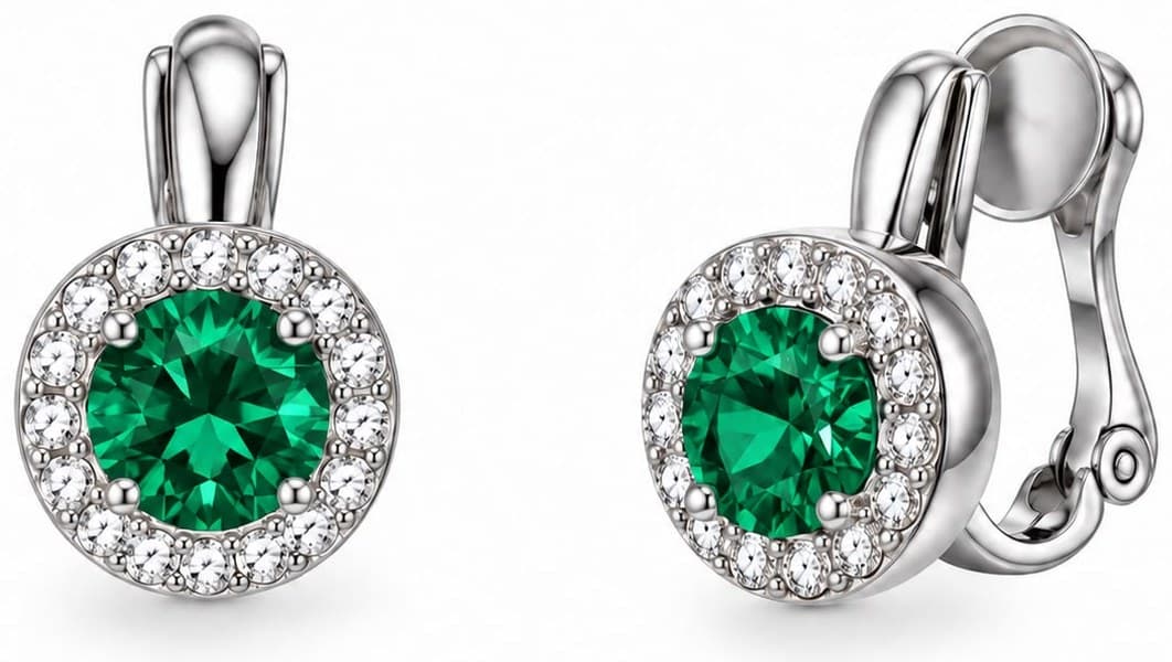 Orecchini Donna Ego a clip punto luce verde