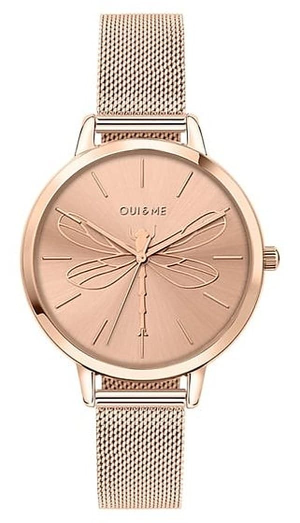 Orologio Donna Oui & Me in oro rosa con libellula e maglia milanese