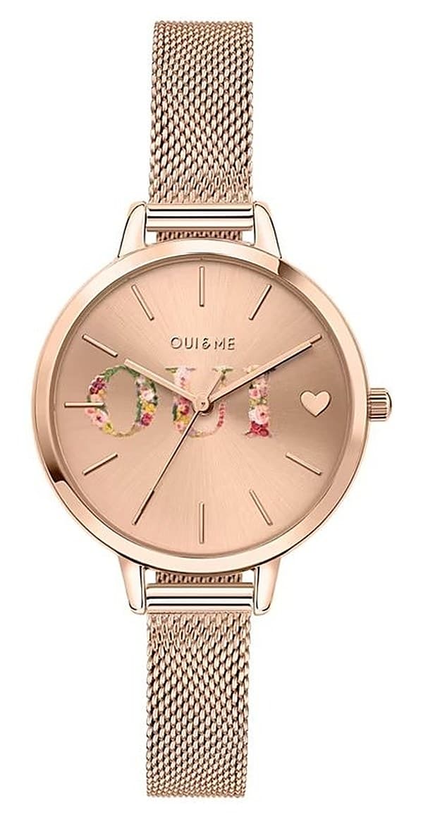Orologio Donna Oui & Me in oro rosa con quadrante a fiori e maglia milanese