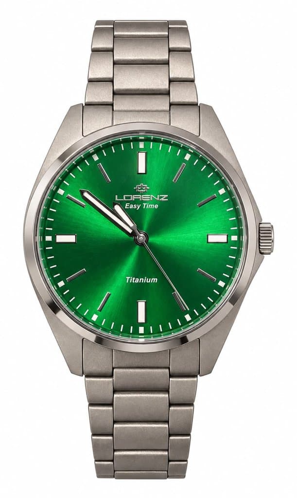 Orologio Uomo Lorenz Easy Time in titanio con quadrante verde
