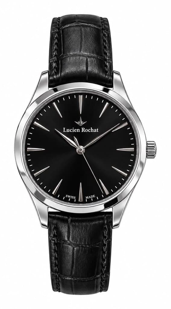 Orologio Uomo Lucien Rochat con quadrante nero e cinturino in pelle nera