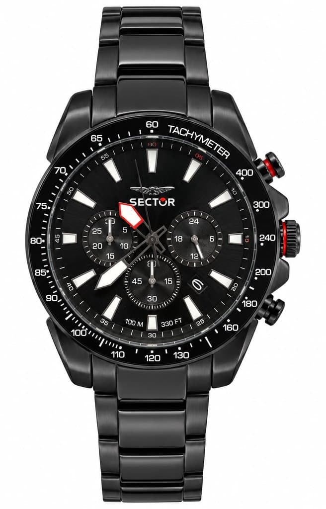 Orologio Uomo Sector cronografo nero con bracciale in acciaio nero