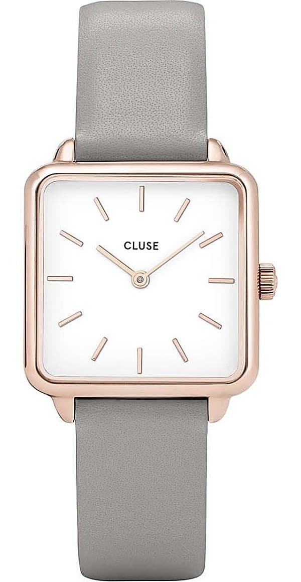 Orologio Donna Cluse quadrato in oro rosa con cinturino grigio