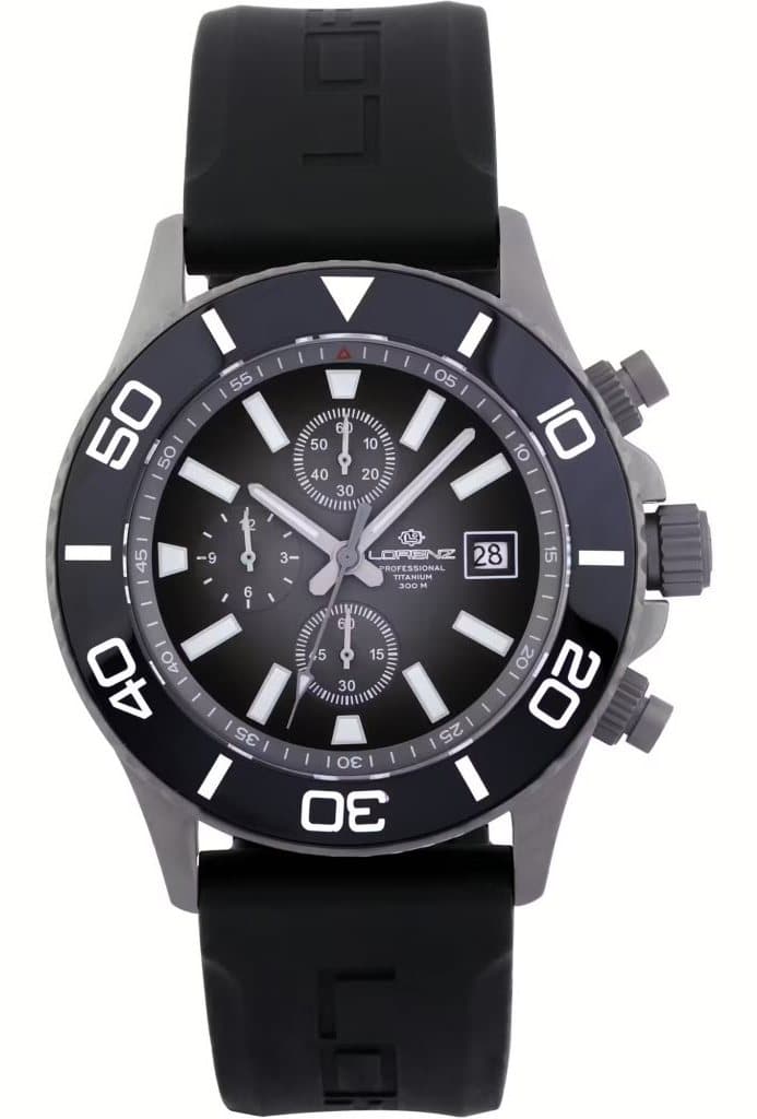 Orologio Uomo Lorenz cronografo nero con cinturino nero