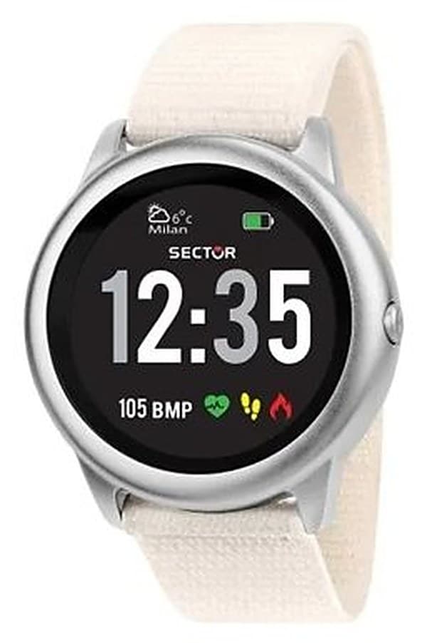 Smartwatch Donna Sector in acciaio con cinturino in tessuto beige