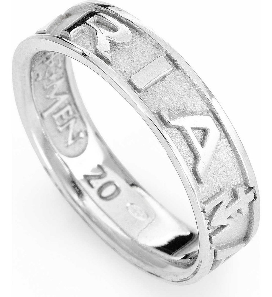 Anello Amen fascia in argento con preghiera incisa